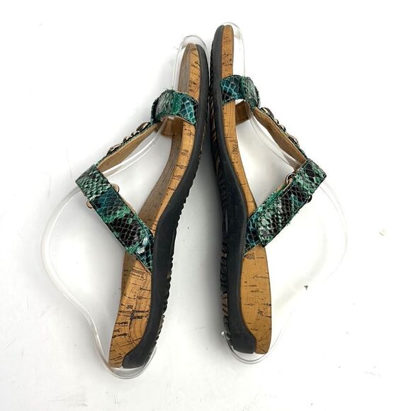 Vionic Viviana Slide Sandals Snake Skin Green Brown Jeweled 8 - Picture 6 of 12